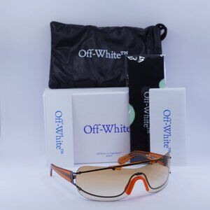 Off-White OERI103 BIG WHARF 7720 Shield Sunglasses – Gunmetal/Orange
